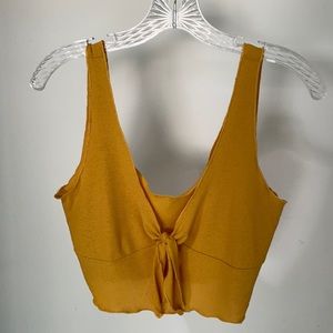 Yellow Tie Front Crop Top
